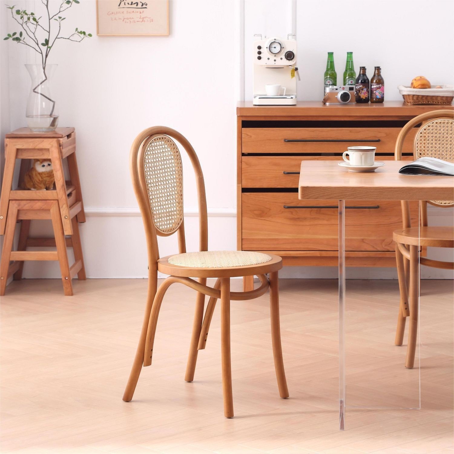 Vintage French Solid Wood Dining ChairsWestern Restaurantsdessertscoffee Shops Homestays Antique Rattan Woven Chairs - Image 4