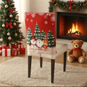 Milk Silk Christmas Cartoon Printed Chair Cover