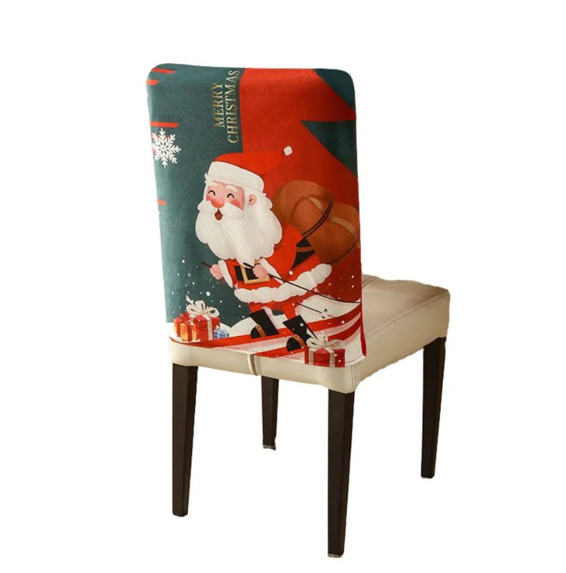 Milk Silk Christmas Cartoon Printed Chair Cover - Image 4