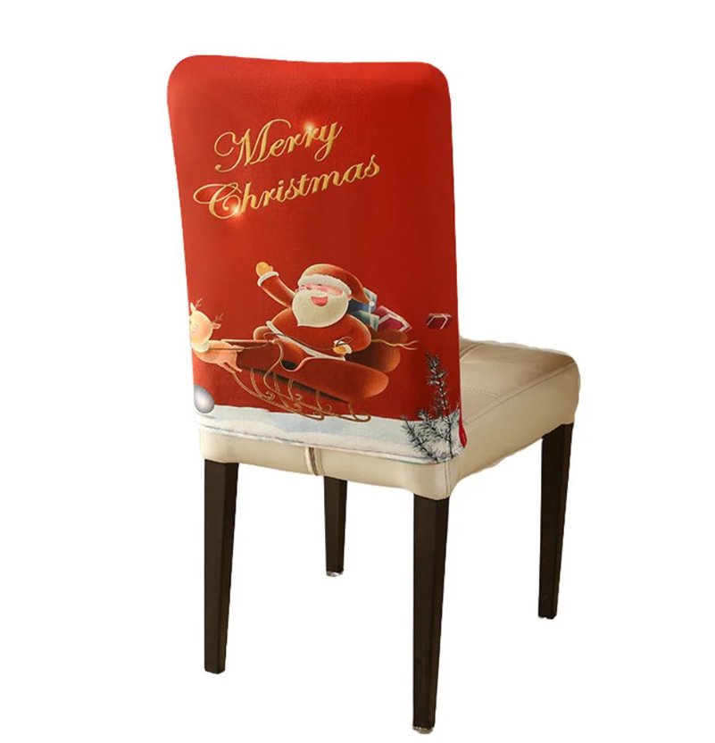 Milk Silk Christmas Cartoon Printed Chair Cover - Image 9