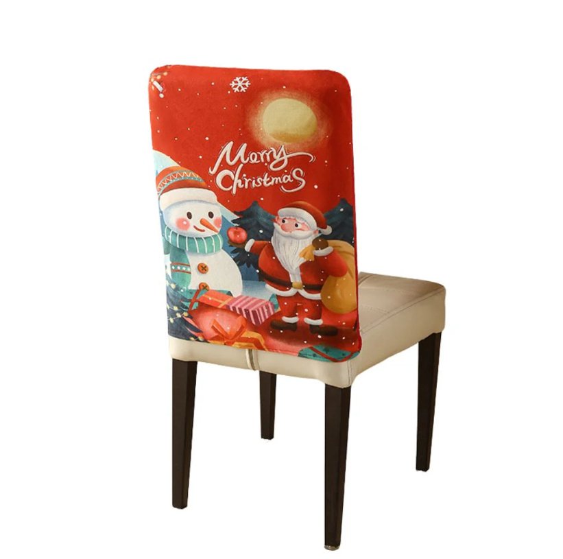 Milk Silk Christmas Cartoon Printed Chair Cover - Image 6