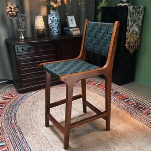 Alternative view of Vintage Style Saddle Leather High Stool Solid Wood Chair
