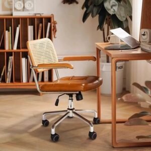 Retro-style Home Office Computer Chair Made From Imitation Rattan