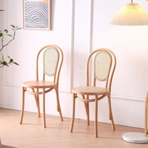 Alternative view of Vintage French Solid Wood Dining ChairsWestern Restaurantsdessertscoffee Shops Homestays Antique Rattan Woven Chairs