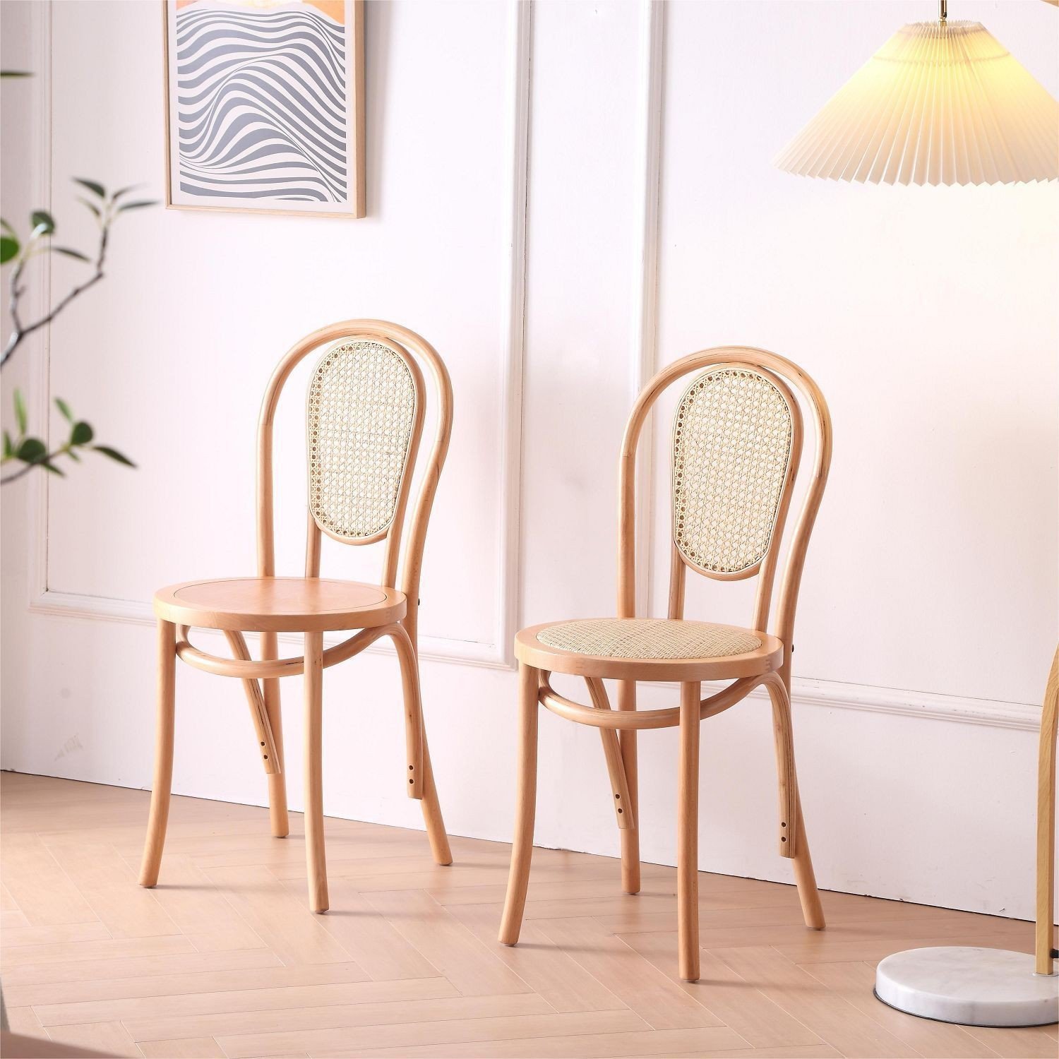 Vintage French Solid Wood Dining ChairsWestern Restaurantsdessertscoffee Shops Homestays Antique Rattan Woven Chairs - Image 2
