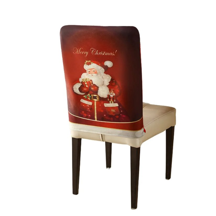 Milk Silk Christmas Cartoon Printed Chair Cover - Image 2